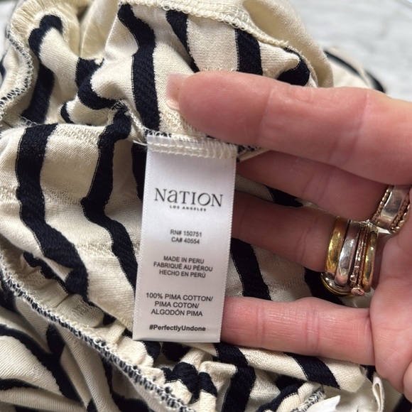 Nation Los Angeles Vida Midi Skirt in Cream and Black Stripe Small - Picture 13 of 15